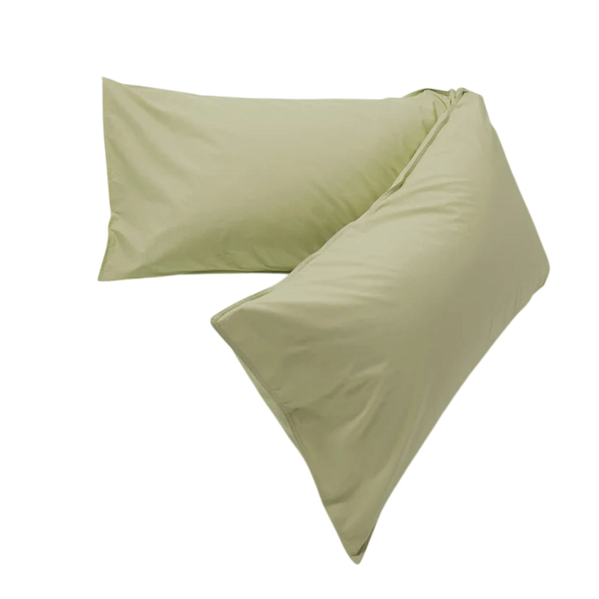 Suite702 bedMATE Perkal-Kissenbezug aus Bio-Baumwolle in Pistachio, lang gefaltet