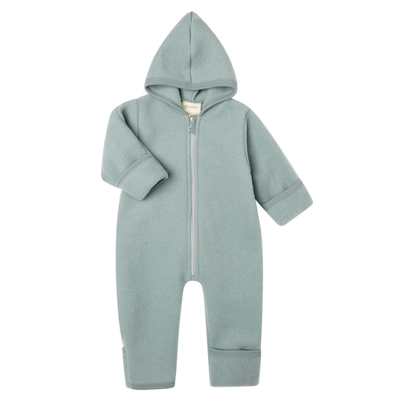Engel Baby Overall mit Kapuze und Reißverschluss aus Merinoschurwolle/Fleece