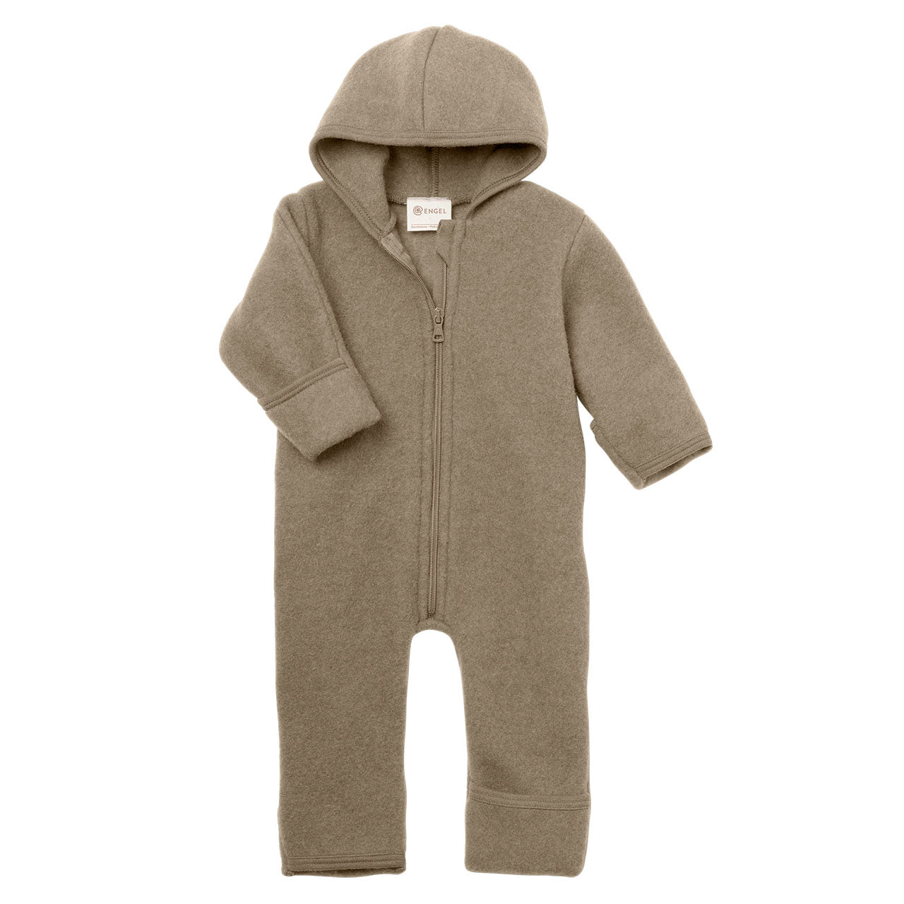 Engel Baby Overall mit Kapuze und Reißverschluss aus Merinoschurwolle/Fleece