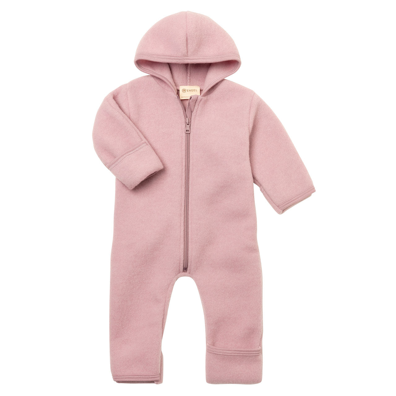 Engel Baby Overall mit Kapuze und Reißverschluss aus Merinoschurwolle/Fleece