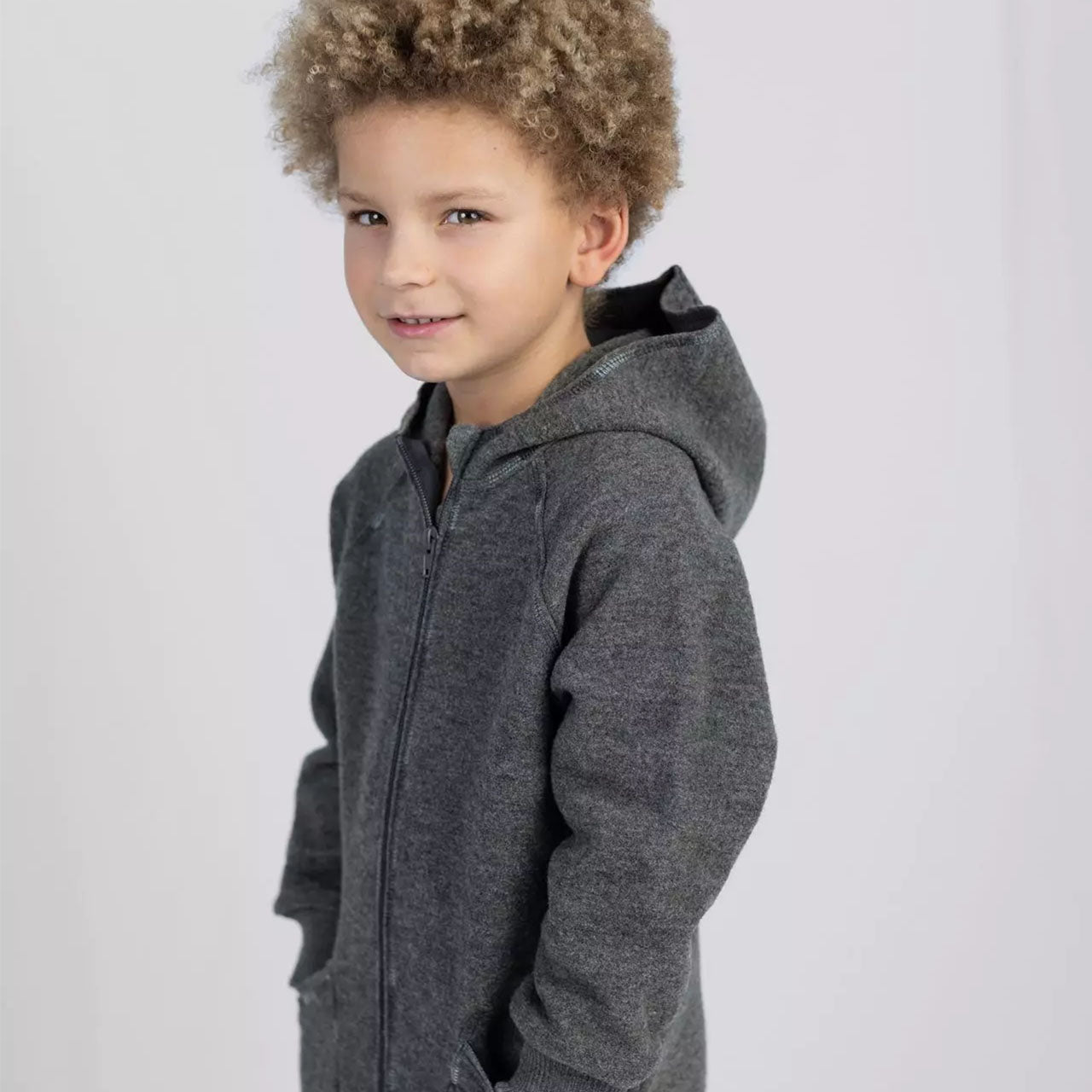 Engel Baby Jacke mit Kaputze und Reißverschluss aus Merinoschurwolle/Wollwalk
