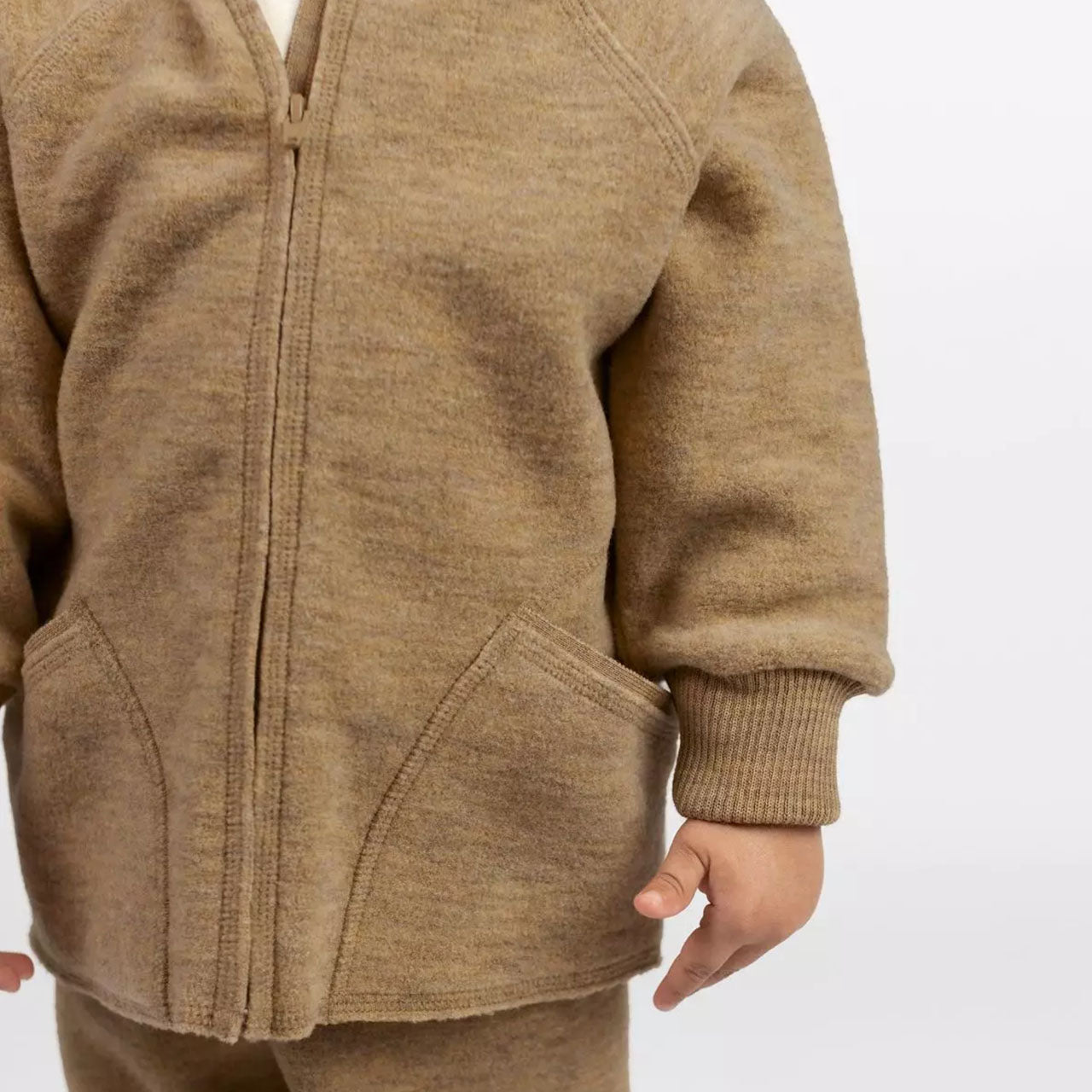 Engel Baby Jacke mit Kaputze und Reißverschluss aus Merinoschurwolle/Wollwalk