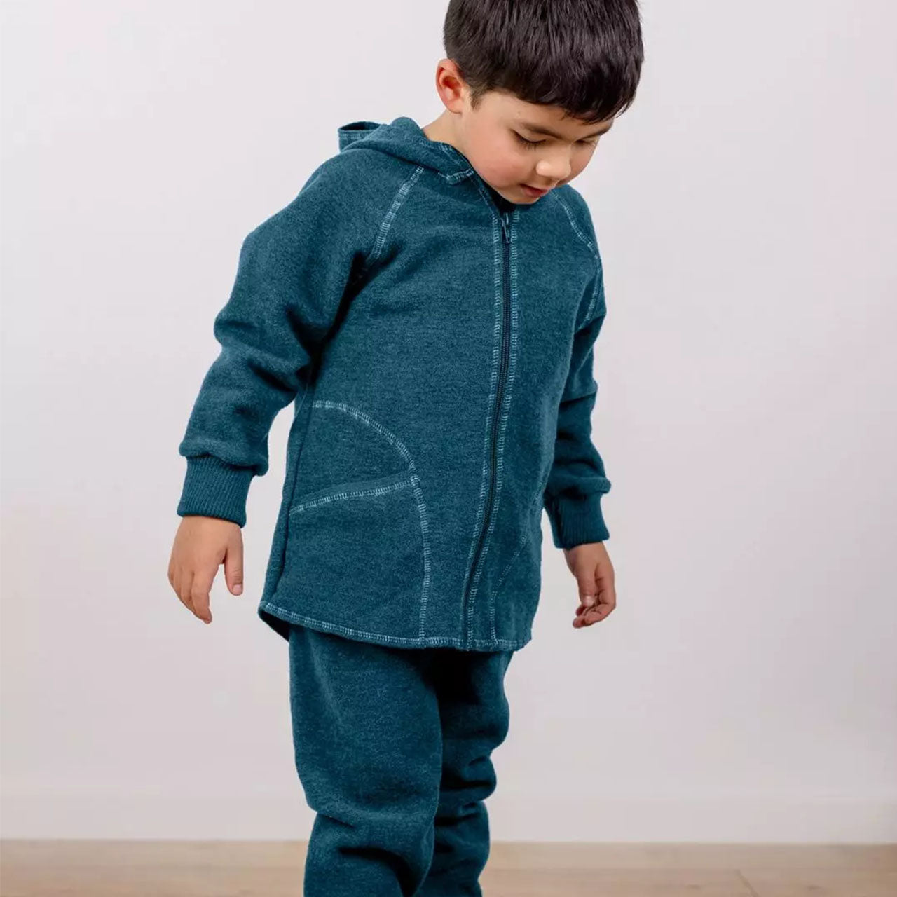 Engel Baby Jacke mit Kaputze und Reißverschluss aus Merinoschurwolle/Wollwalk