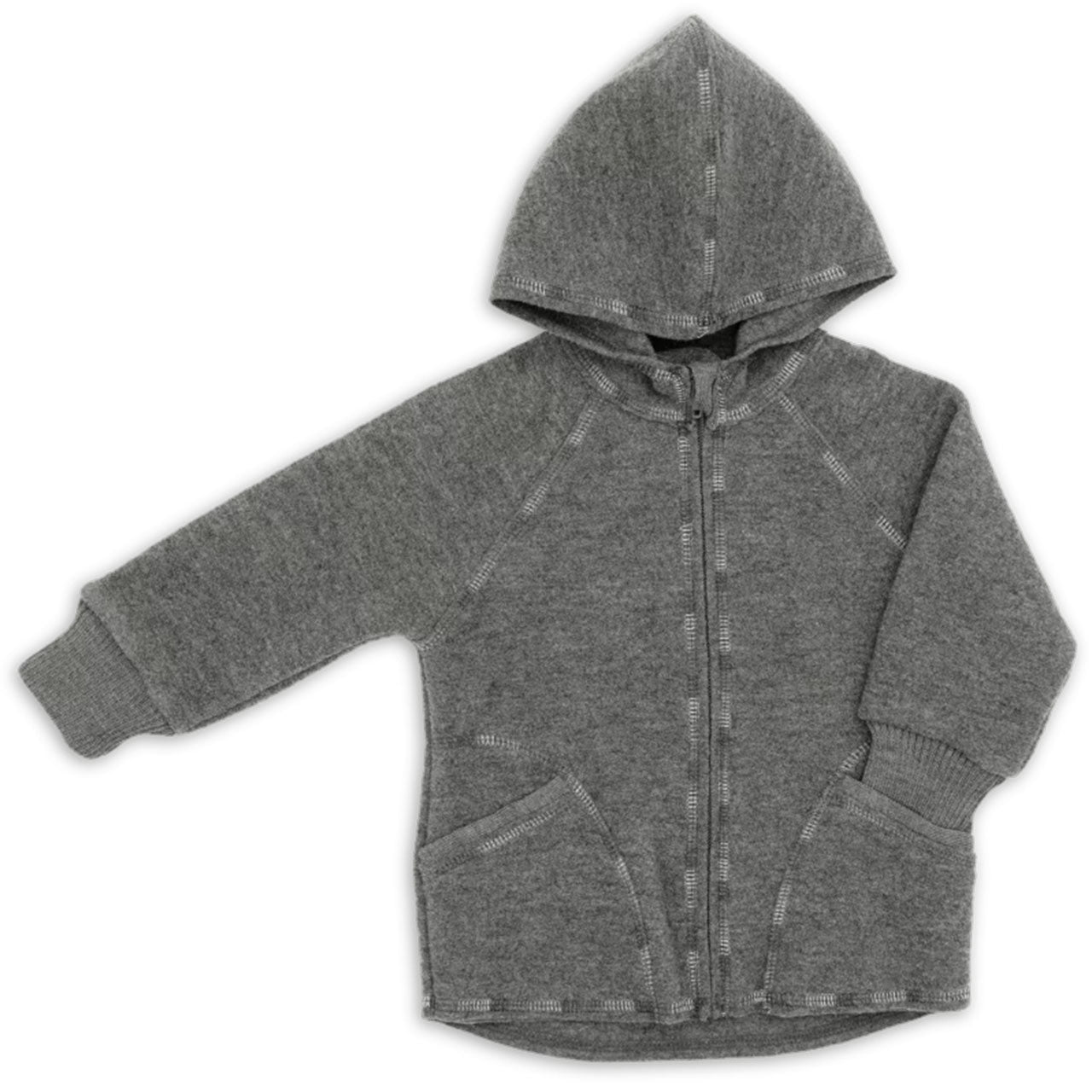 Engel Baby Jacke mit Kaputze und Reißverschluss aus Merinoschurwolle/Wollwalk