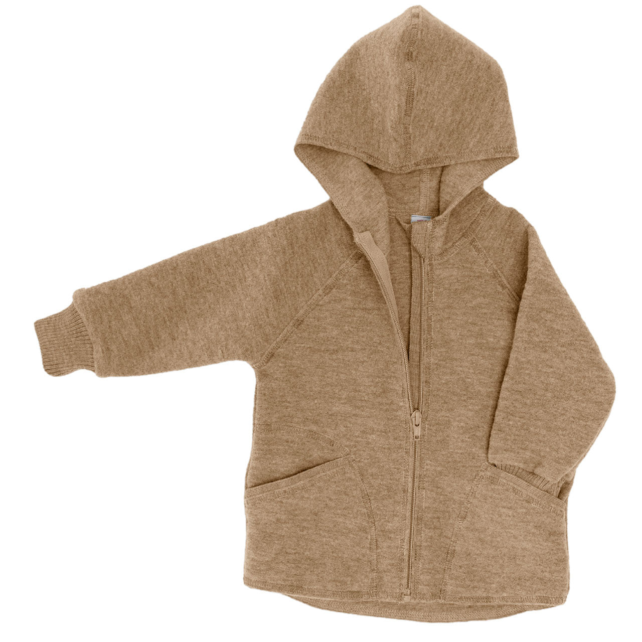 Engel Baby Jacke mit Kaputze und Reißverschluss aus Merinoschurwolle/Wollwalk