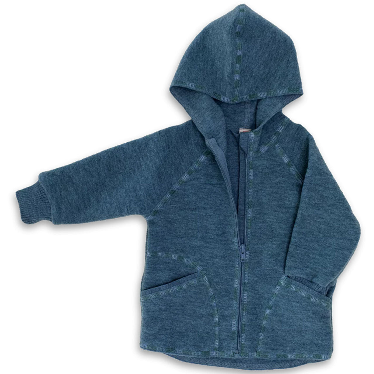 Engel Baby Jacke mit Kaputze und Reißverschluss aus Merinoschurwolle/Wollwalk