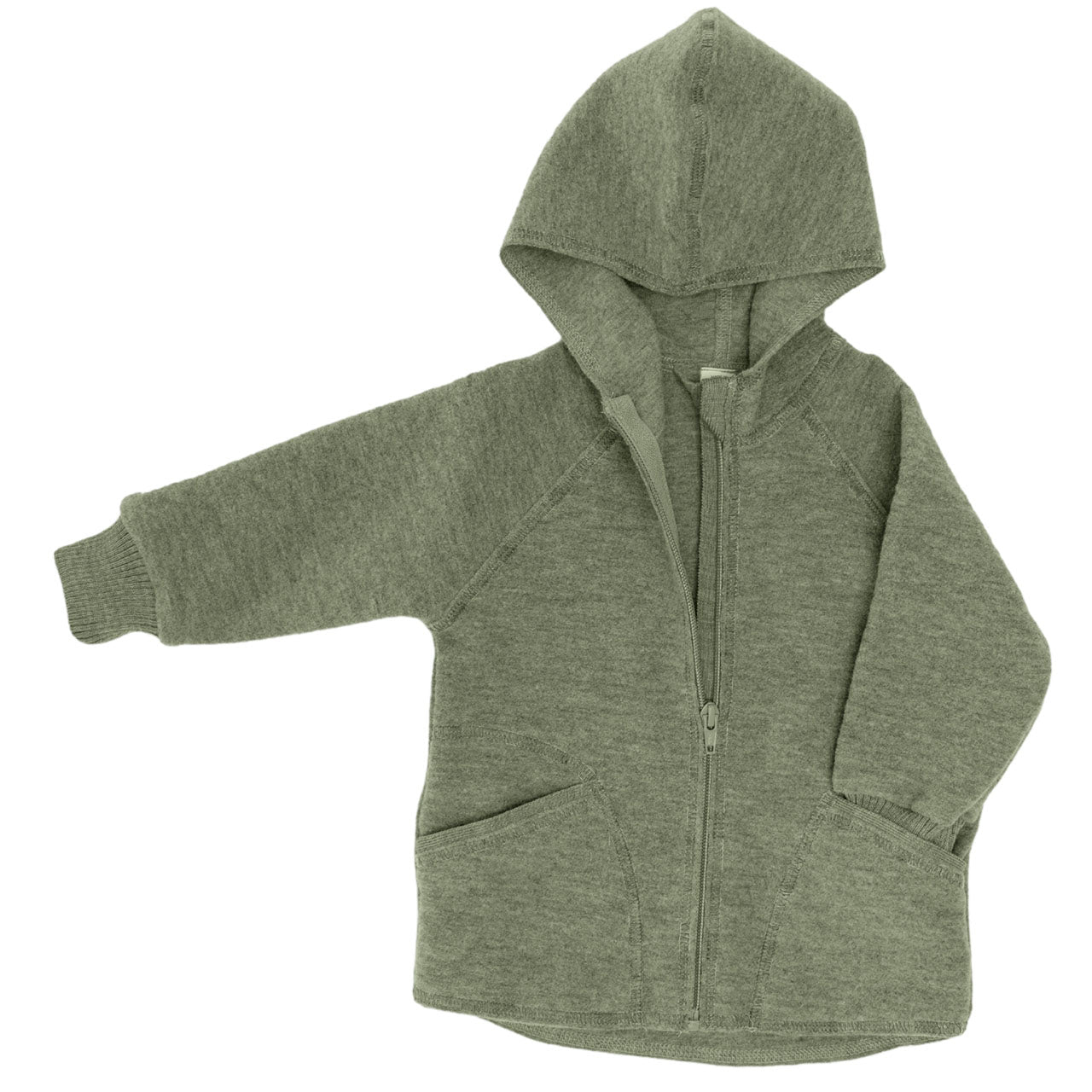 Engel Baby Jacke mit Kaputze und Reißverschluss aus Merinoschurwolle/Wollwalk
