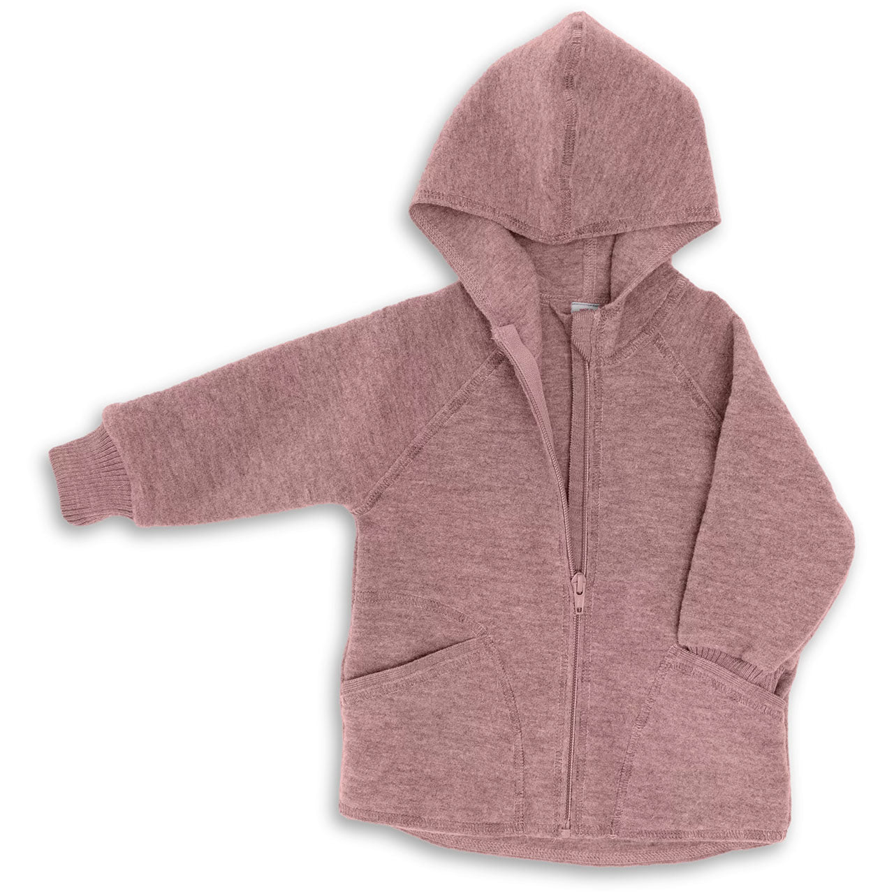 Engel Baby Jacke mit Kaputze und Reißverschluss aus Merinoschurwolle/Wollwalk