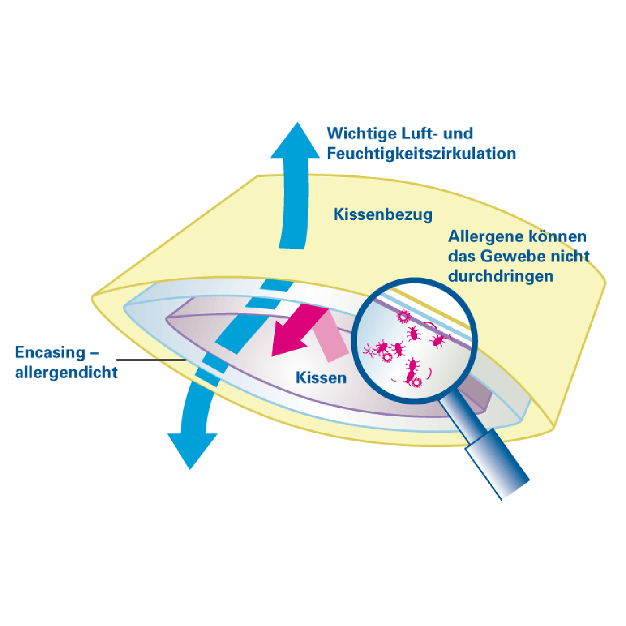Softsan® Anti Milben Encasing für Seitenschläfer Kissen | Extraweich | Schutzbezug für Allergiker