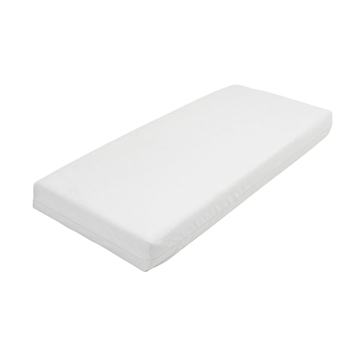 PULMANOVA® Comfort Anti Milben Encasing Matratzenbezug, weiß, geschlossen auf Matratze, Gesamtansicht