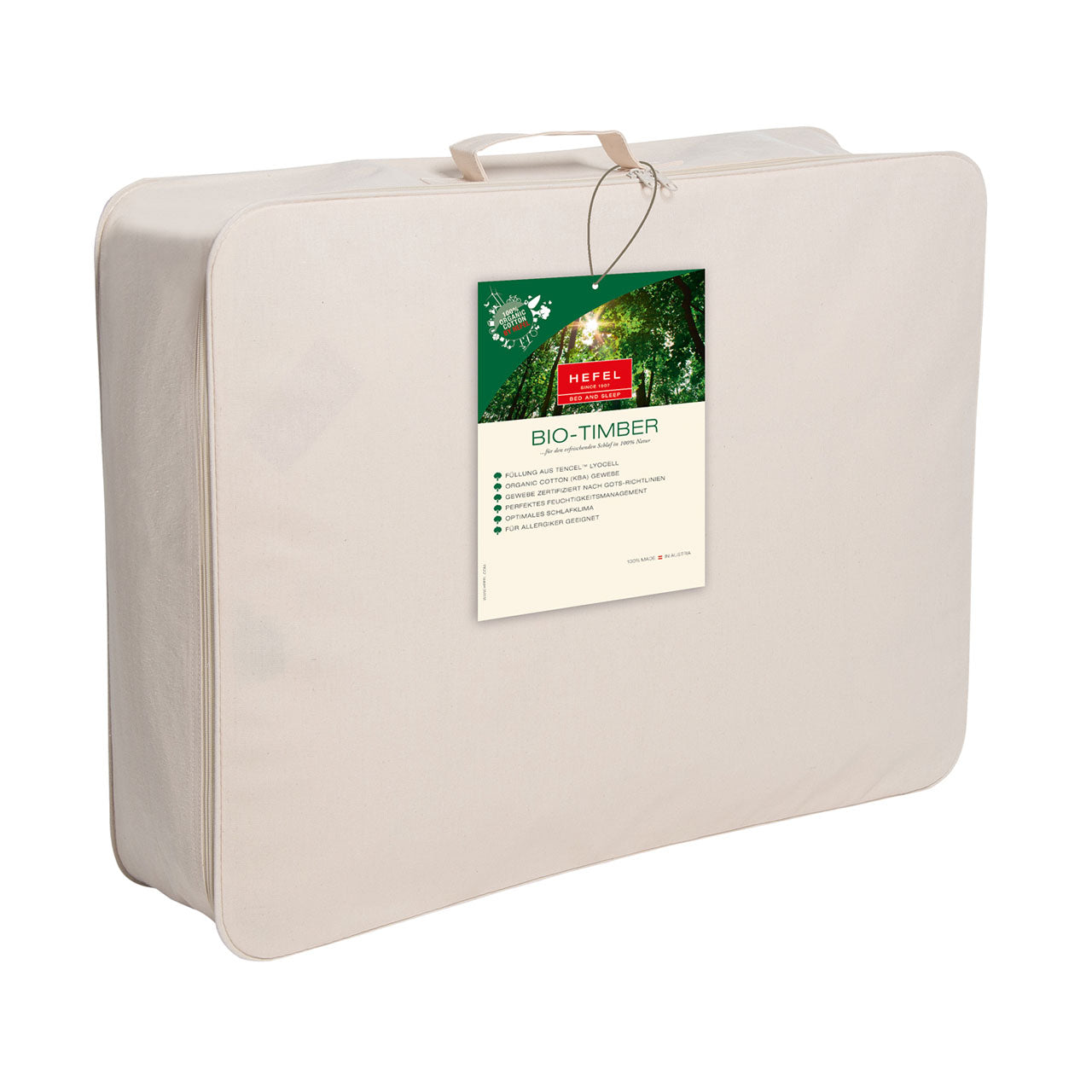 Hefel Bio Timber Ganzjahres-Bettdecke mit TENCEL™-Füllung und Bio Baumwolle Bezug