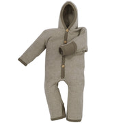 Cosilana Baby Overall mit Kapuze und Kratzschutz aus Bio Wolle / Bio Baumwolle